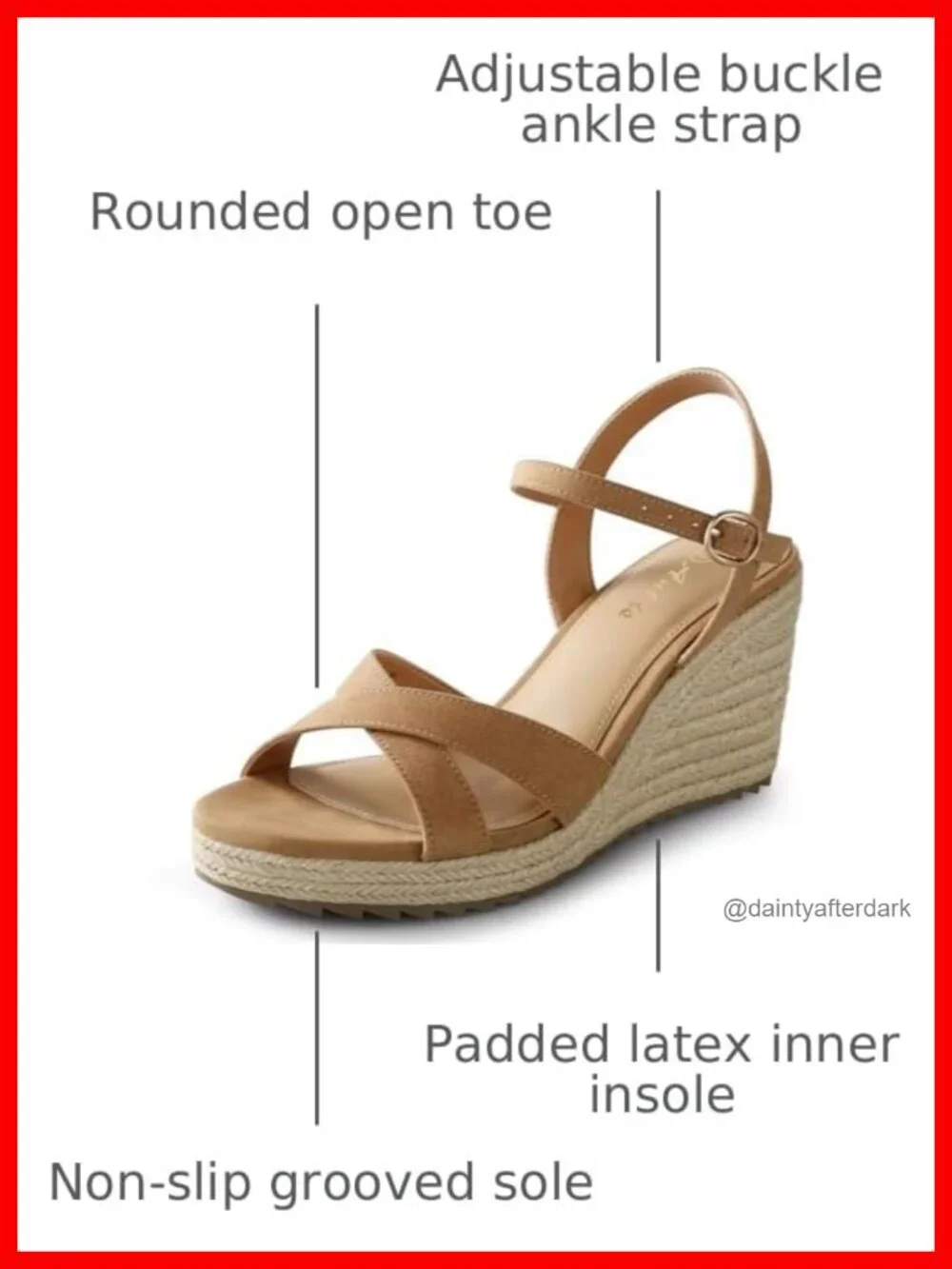 Women's Espadrille Wedge Sandals Open Toe Ankle Strap PU Lightweight Casual